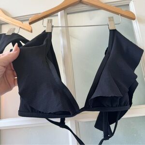 Eberjay Black bikini top and bottom size medium with ruffle detail